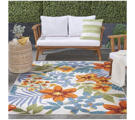 Nourison Home Tropical Floral Indoor/Outdoor 5.3' x 7' Rug