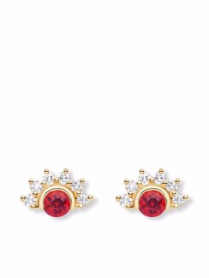 Nouvel Heritage 18kt yellow gold Mystic red spinel and diamond stud earrings
