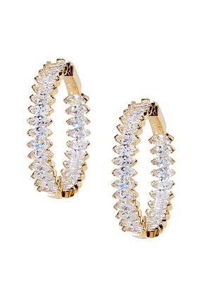 Novelty 14K Gold-Vermeil & Marquise-Cut Crystal Inside-Out Hoops