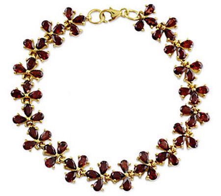 Novica Artisan Crafted Gold-Plated Garnet Link Bracelet