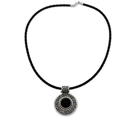 Novica Artisan Crafted Onyx Pendant Necklace