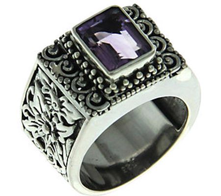 Novica Artisan Crafted Sterling Amethyst Cockta il Ring