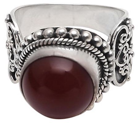 Novica Artisan Crafted Sterling Carnelian Ring