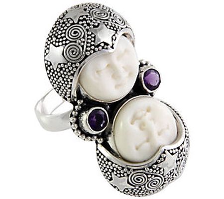 Novica Artisan Crafted Sterling Double V isage Ring