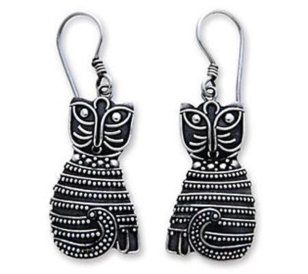 Novica Artisan-Crafted Sterling "Indonesian Cat " Earrings