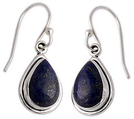 Novica Artisan Crafted Sterling Lapis Dangle Ea rrings