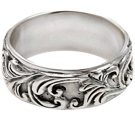 Novica Artisan Crafted Sterling Leaf Ban d Ring