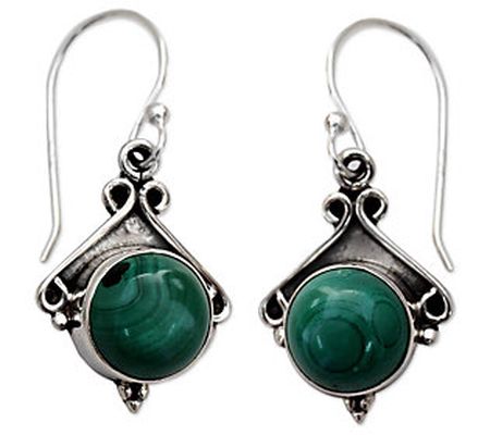 Novica Artisan Crafted Sterling Malachite Earri ngs