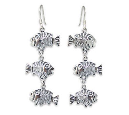 Novica Artisan-Crafted Sterling "Thai Fish" Ear rings