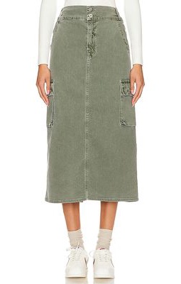 NSF Ivy Long Cargo Skirt in Sage