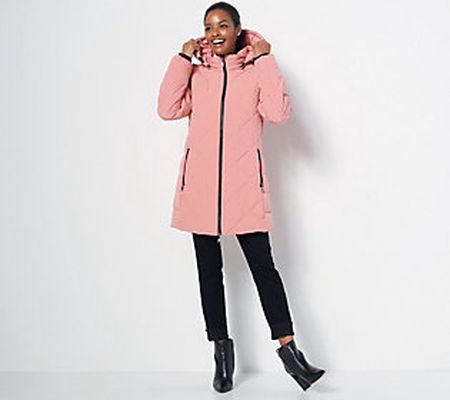 Nuage Quilted Stretch Puffer Coat w/Removable Hood