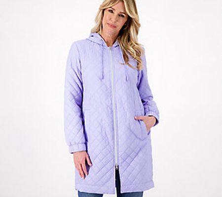 Nuage Zip Front Quilted Jacket with Knit Hood