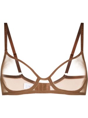 Nubian Skin tulle-panel underwire-cup bra - Brown