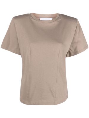 Nude crew-neck cotton T-shirt - Neutrals