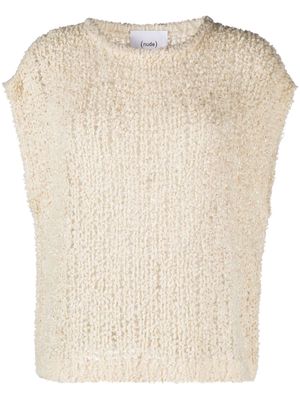 Nude crew-neck sleeveless knitted top - Neutrals