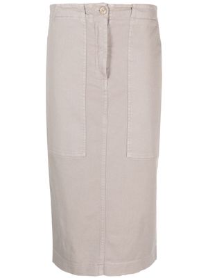 Nude high-waisted cotton-blend skirt - Grey