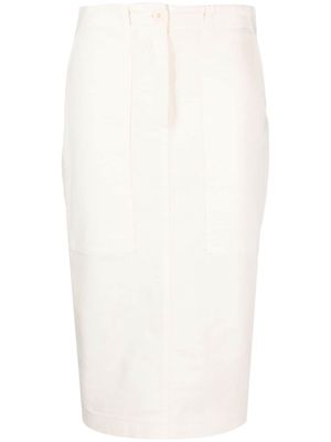 Nude high-waisted cotton-blend skirt - Neutrals