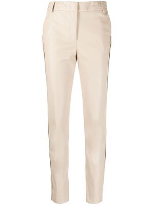 Nude high-waisted straight-leg trousers - Neutrals