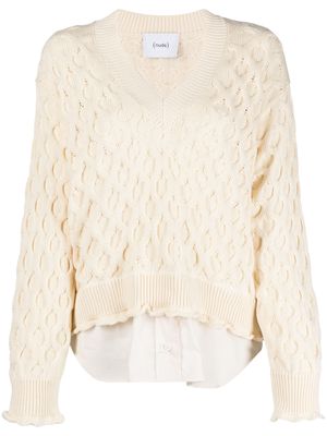 Nude layered-effect knitted jumper - White