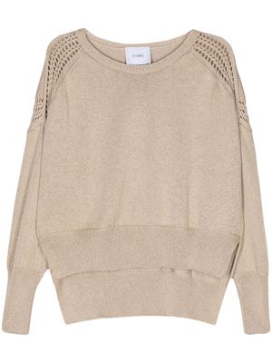 Nude open knit-panels long-sleeve jumper - Neutrals