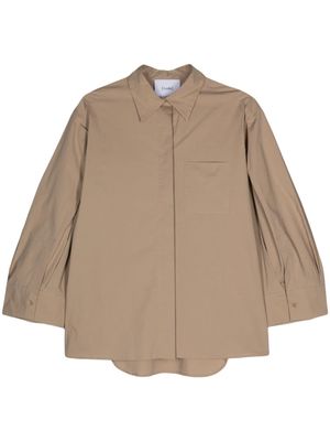 Nude pointed-collar poplin shirt - Neutrals