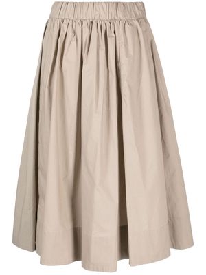 Nude ruched cotton A-line skirt - Neutrals