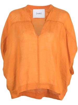 Nude three-quarter linen blouse - Orange