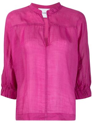 Nude three-quarter linen blouse - Pink