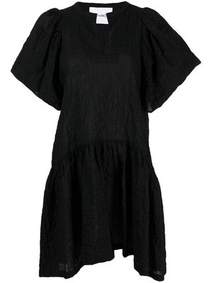 Nude V-neck wide-sleeved dress - Black