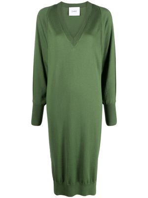 Nude V-neck wool midi dress - Green