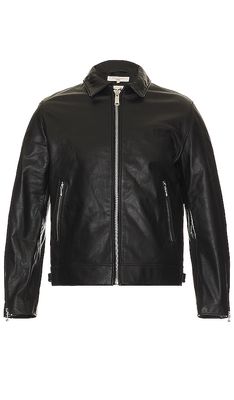 Nudie Jeans Eddy Rider Leather Jacket in Black