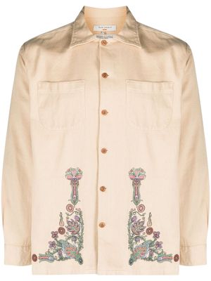 Nudie Jeans Vincent floral-print cotton shirt - Neutrals