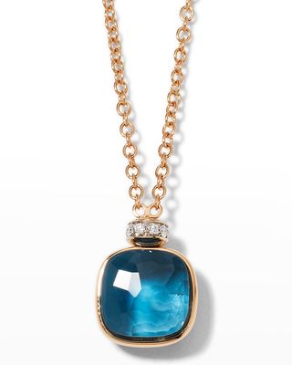 Nudo Classic Rose Gold London Blue Topaz and Diamond Necklace