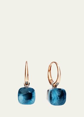 Nudo Small Rose Gold London Blue Topaz Drop Earrings