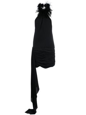Nuè contrasting-collar silk minidress - Black