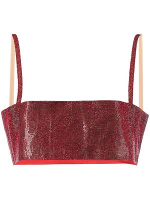 Nuè cropped crystal-embellished top - Red