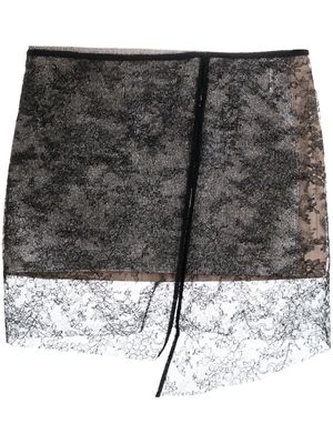 Nuè lace overlay asymmetric skirt - Silver