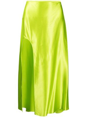 Nuè Laetitia front-slit silk skirt - Green
