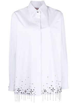 Nuè rhinestone-embellished cotton shirt - White