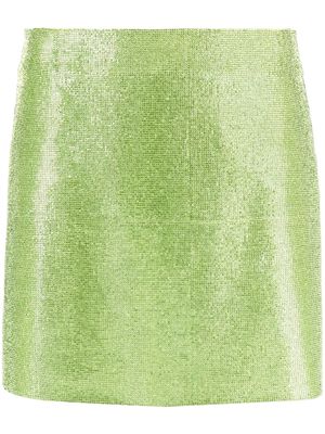 Nuè rhinestone-embellished silk mini skirt - Green
