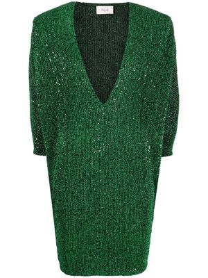 Nuè sequin-embellished V-neck dress - Green