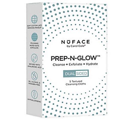 NuFACE PREP-N-GLOW Cleanse Exfoliation Cloths, 5-Count