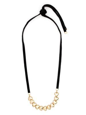 NUMBERING heart-beads velvet necklace - Gold