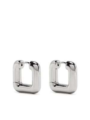 NUMBERING silver mini-square earrings