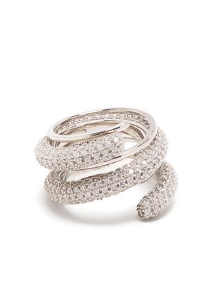 NUMBERING twisted layered pavé ring - Silver