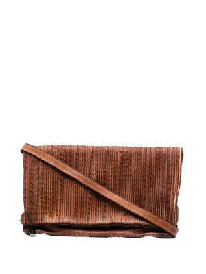 Numero 10 ribbed leather shoulder bag - Brown