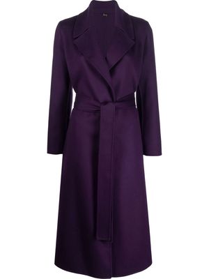 Numerootto belted wool-blend coat - Purple