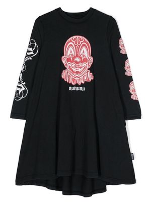 Nununu Clown-print cotton dress - Black