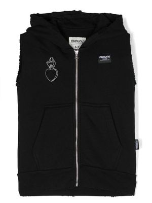 Nununu Heart Inked zipped cotton vest - Black