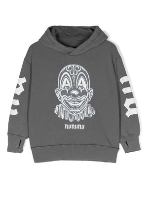 Nununu illustration-print cotton hoodie - Grey